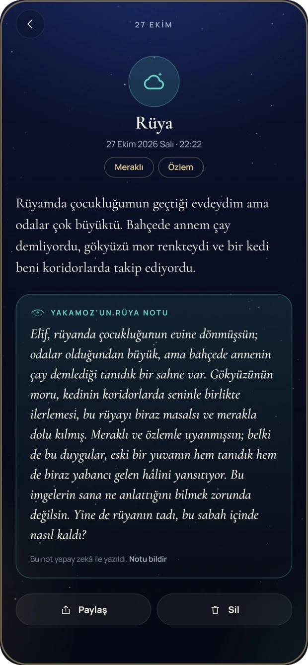 Rüya günlüğü ekranı
